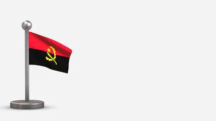 Angola 3D waving flag illustration on tiny flagpole.
