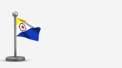 Bonaire 3D waving flag illustration on tiny flagpole.