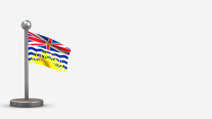 Fototapeta premium British Columbia 3D waving flag illustration on tiny flagpole.