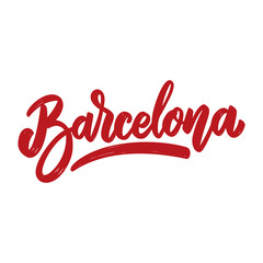 Barcelona. Lettering phrase isolated on white background. Design element for poster, card, banner, flyer. Vector illustration