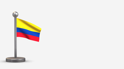 Colombia 3D waving flag illustration on tiny flagpole.