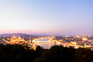 Fototapeta na wymiar Cityscape of Budapest with Blurred Background at sunset, Hungary