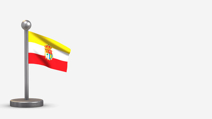 Cuenca 3D waving flag illustration on tiny flagpole.