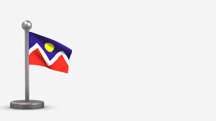 Naklejka premium Denver Colorado 3D waving flag illustration on tiny flagpole.