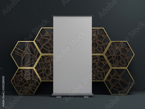 Download Blank Roll Up Banner Display Template Mockup 3d Wall Mural Wallpaper Murals Polesnoy