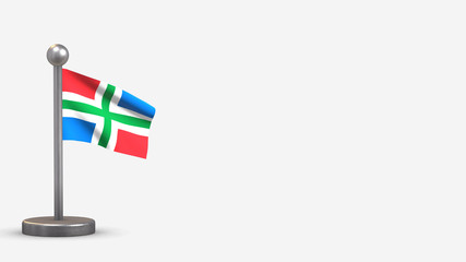 Groningen 3D waving flag illustration on tiny flagpole.