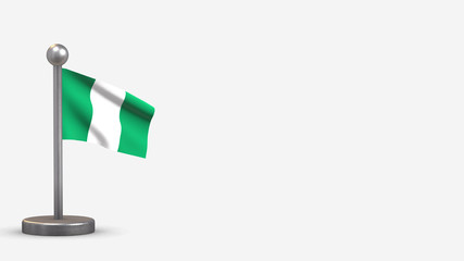 Niger 3D waving flag illustration on tiny flagpole.