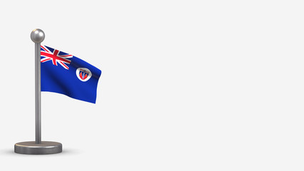 Yukon Territory 3D waving flag illustration on tiny flagpole.