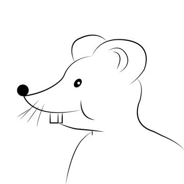 Cartoon rat silhouette, vector art illustration.