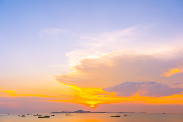 Naklejka na ściany i meble Beautiful landscape of sea ocean around Pattaya city in Thailand at sunset time