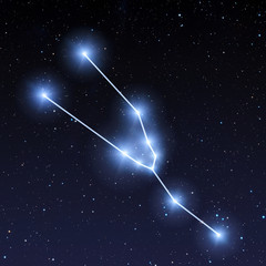 Taurus constellation map in starry sky