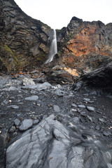 The waterfall at Pentargon Cove Cornwall. Cornwall's highest waterfall