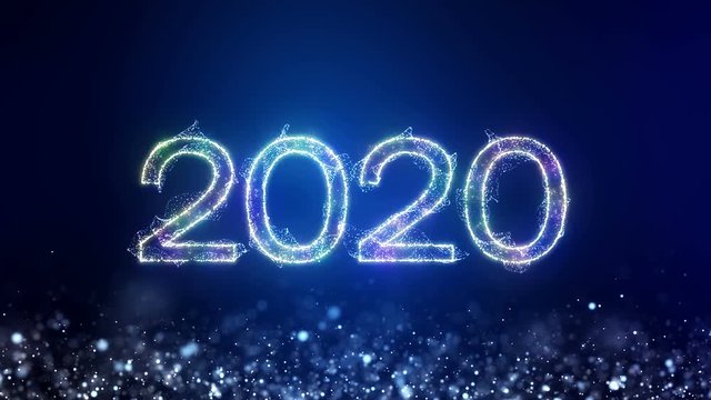 Video animation of golden light shining particles Bokeh over golden background and the message 2020 - represents the new year - holiday concept - Christmas