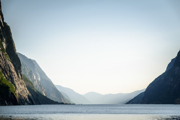 Lysefjord farsight vista at twilight Norway