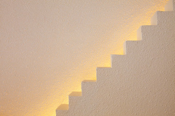 Stairway step up for business growth design and mission achievement into the top with warm light