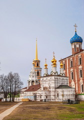 Fototapeta na wymiar Temples of the ancient Ryazan Kremlin