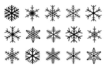 Obraz premium Snowflakes set isolated on white background. Vector illustration