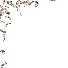 Chinese yuan notes falling. Sparse CNY bills on wh