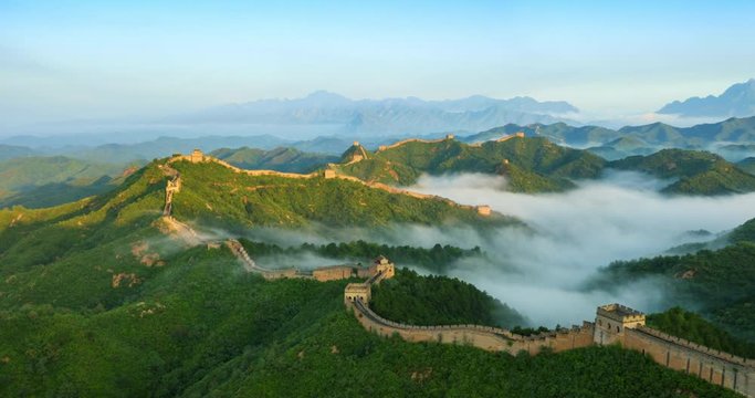 Flying Over China Great Wall In The Morning