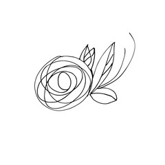 simple stylized flower rose calligraphy drawing outline single line. vector