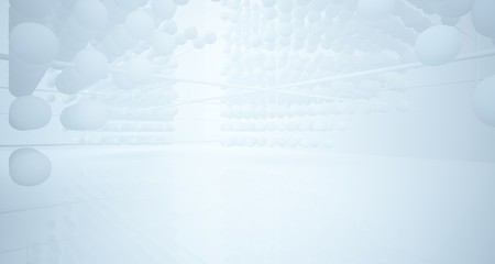 Fototapeta premium Abstract white architectural interior from an array of spheres with large windows. 3D illustration and rendering.