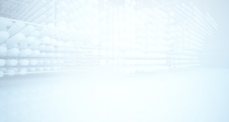 Fototapeta premium Abstract white architectural interior from an array of spheres with large windows. 3D illustration and rendering.