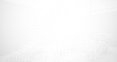 Abstract white architectural interior from an array of spheres with large windows. 3D illustration and rendering.