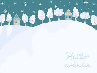 Fototapeta na wymiar Winter frame of trees, vector illustration, Hello winter