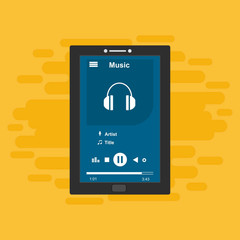 Music Player UI app design, vector illustration with flat design style for smartphones, PC or tablets. Clean and modern