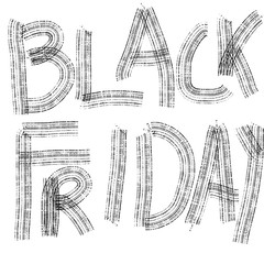 Black Friday text on white background. Text and font in black color. Black Friday sale, offer for marketing