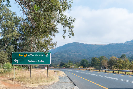 Directional sign on road N4 at Waterval Onder