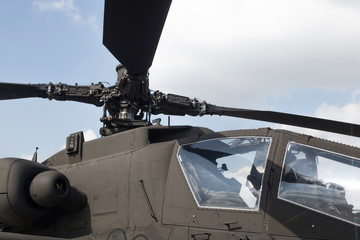 Details of the rotor and part of the body of military helicopters