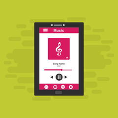 Online Music entertainment Vector Illustration Concept flat design style for smartphones, PC or tablets. Clean and modern