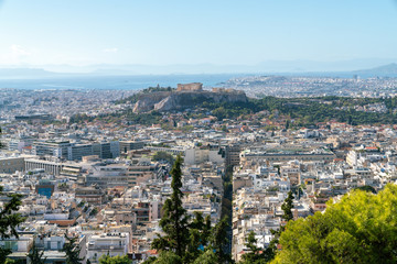 Fototapeta na wymiar Athens City And Acropolis View