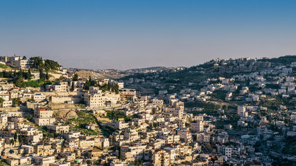 Fototapeta na wymiar High perspective view of Silwan Village in the outskirts of Jerusalem, Israel