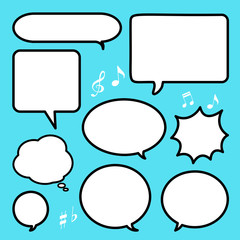 Set of blank empty white speech bubbles and dialog balloons