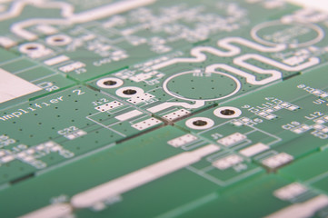 Abstract close up of microwave PCB patterns