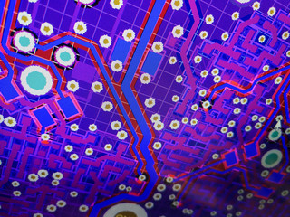 Abstract view of PCB design from computer screen
