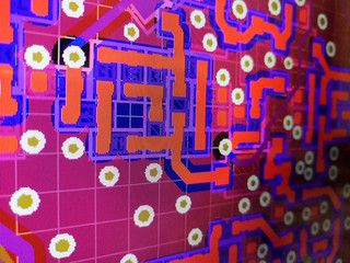 Abstract view of PCB design from computer screen