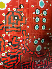 Abstract view of PCB design from computer screen