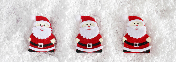 Christmas background with Santa Claus and white snow (copy space for your text). New Year background