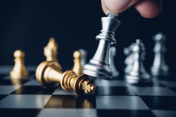 Chess board game business strategy or leadership concept.