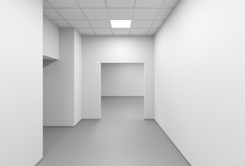 White empty corridor, modern office interior background