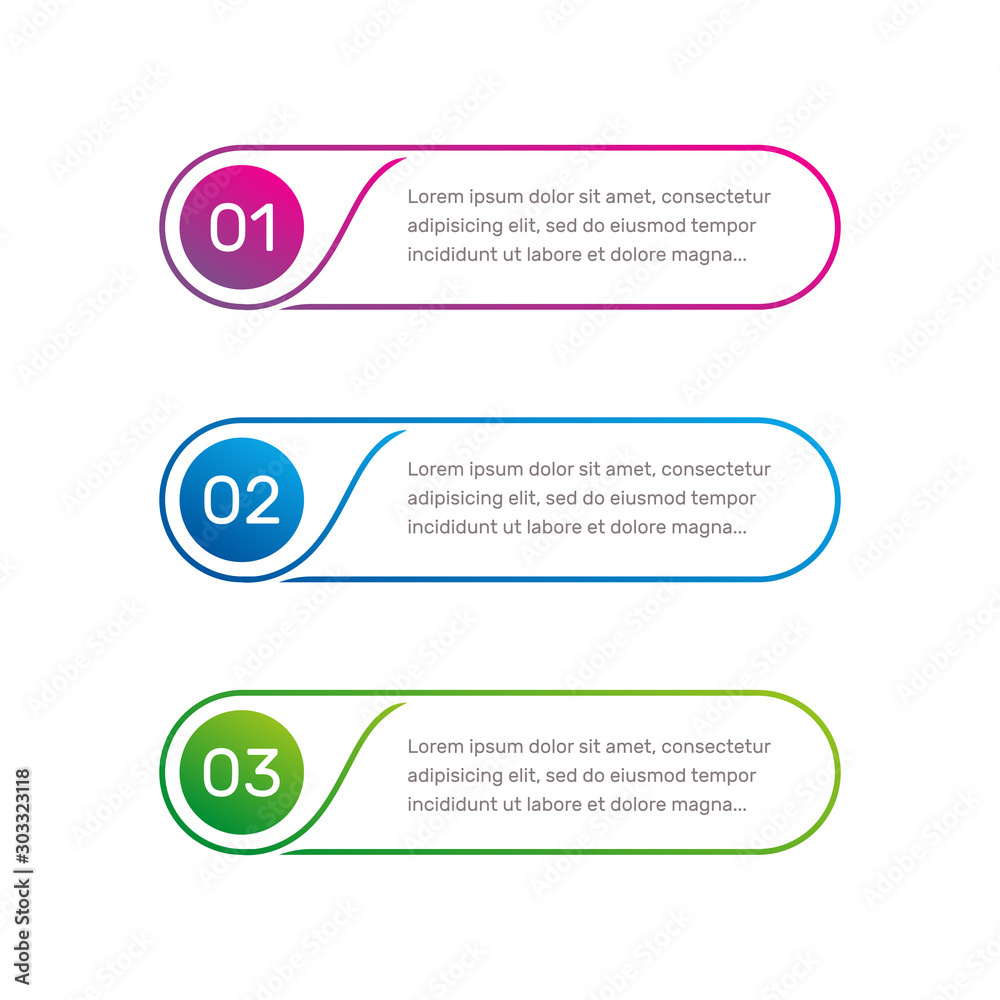 Leinwandbilder Vector web template. Layout workflow. Outline colorful menu for app interface. Number options. Web design elements for infographics.