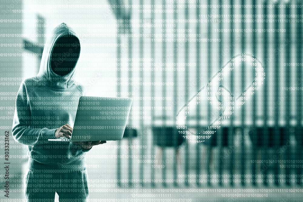 Aufkleber Hacker with blockchain
