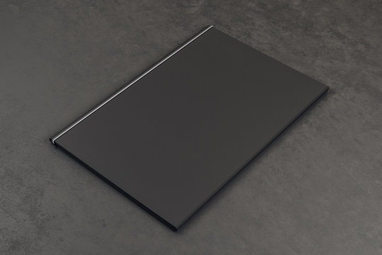 Blank Black Book On Grey Background