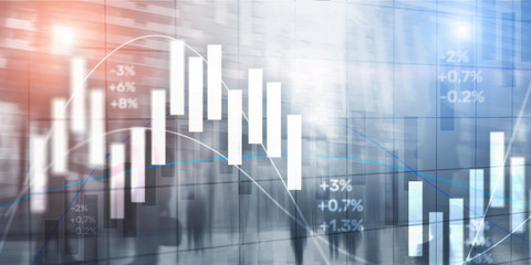 Stock market trading graph and candlestick chart. Trading Corporate background.