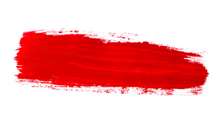 Red brush stroke isolated over white background