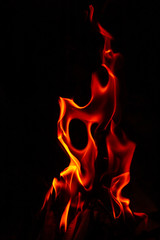 Fire forms with hole abstraction in black background