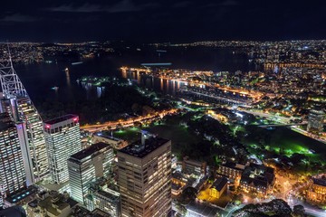 Obraz premium オーストラリア・ニューサウスウェールズ州 シドニータワーからの夜景